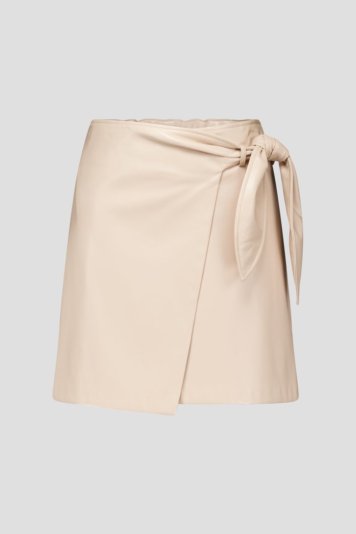 Jupe portefeuille taupe à l'aspect cuir de Louise pour Femmes