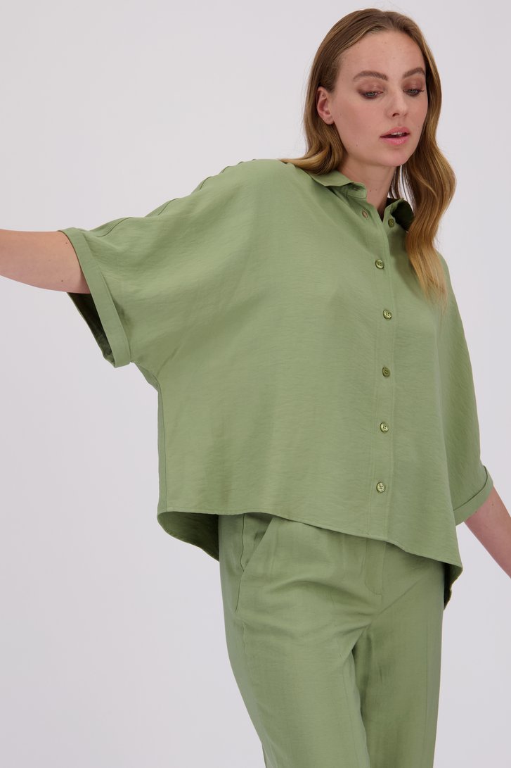 Kaki blouse met halflange aangesneden mouwen van More & More voor Dames
