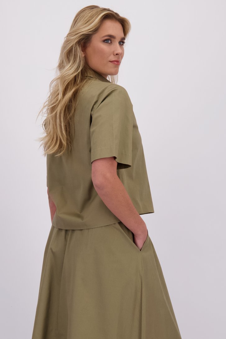 Achterkant van Kaki blouse met korte mouwen door Libelle voor Dames