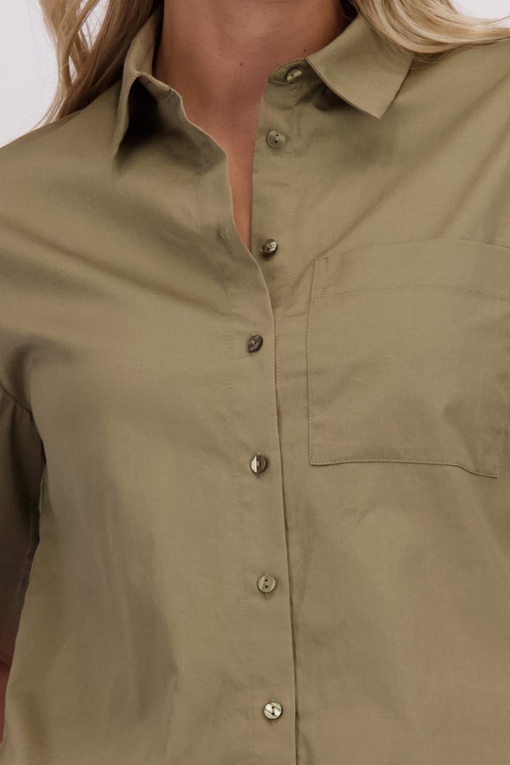 Detail van Kaki blouse met korte mouwen door Libelle voor Dames