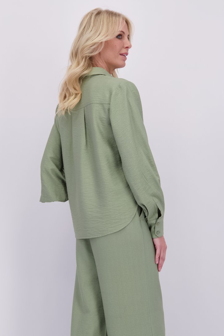Achterkant van Kaki blouse met lange mouwen door AC by Annelien Coorevits voor Dames