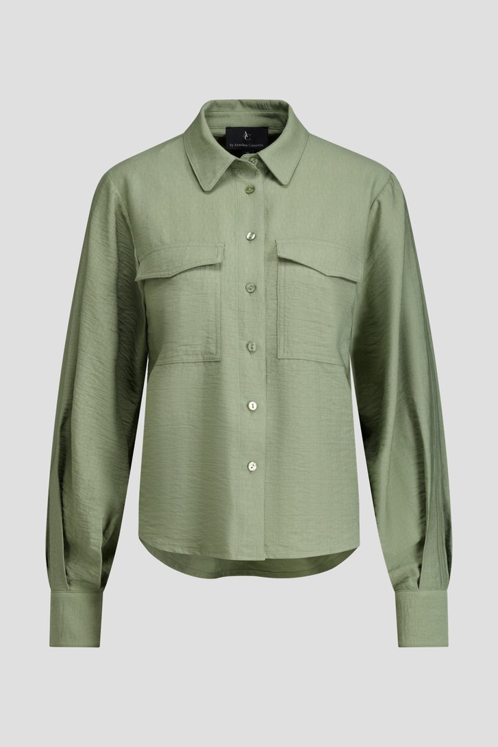 Productfoto 1 van Kaki blouse met lange mouwen door AC by Annelien Coorevits voor Dames