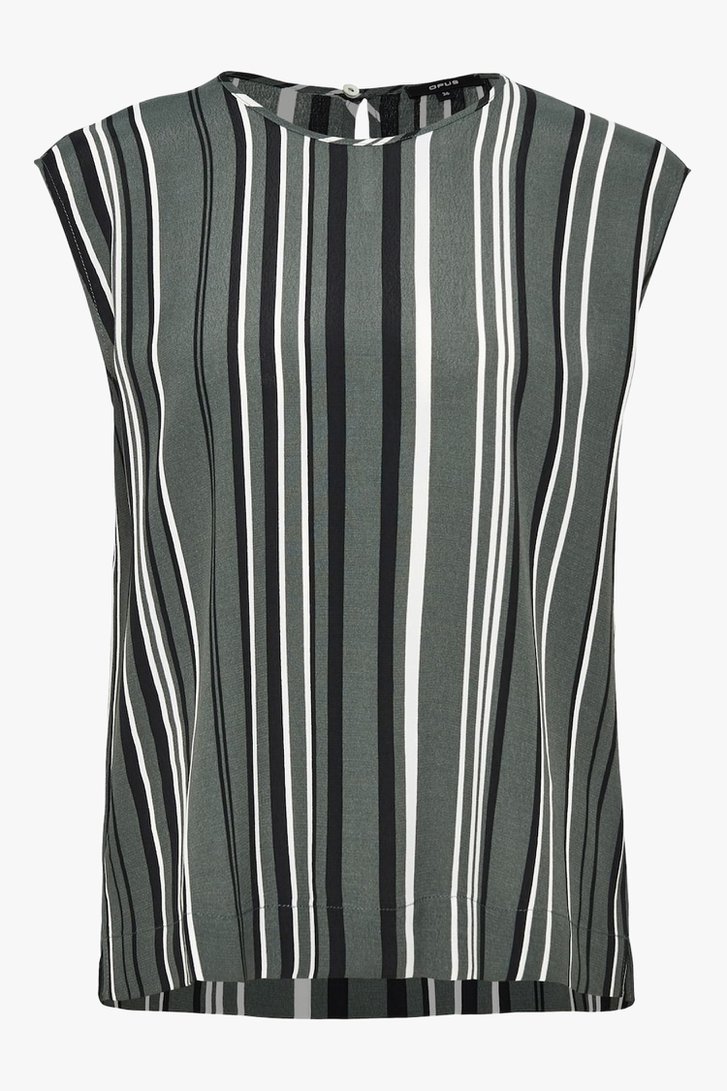 Kaki blouse met zwart-witte strepen van Opus voor Dames
