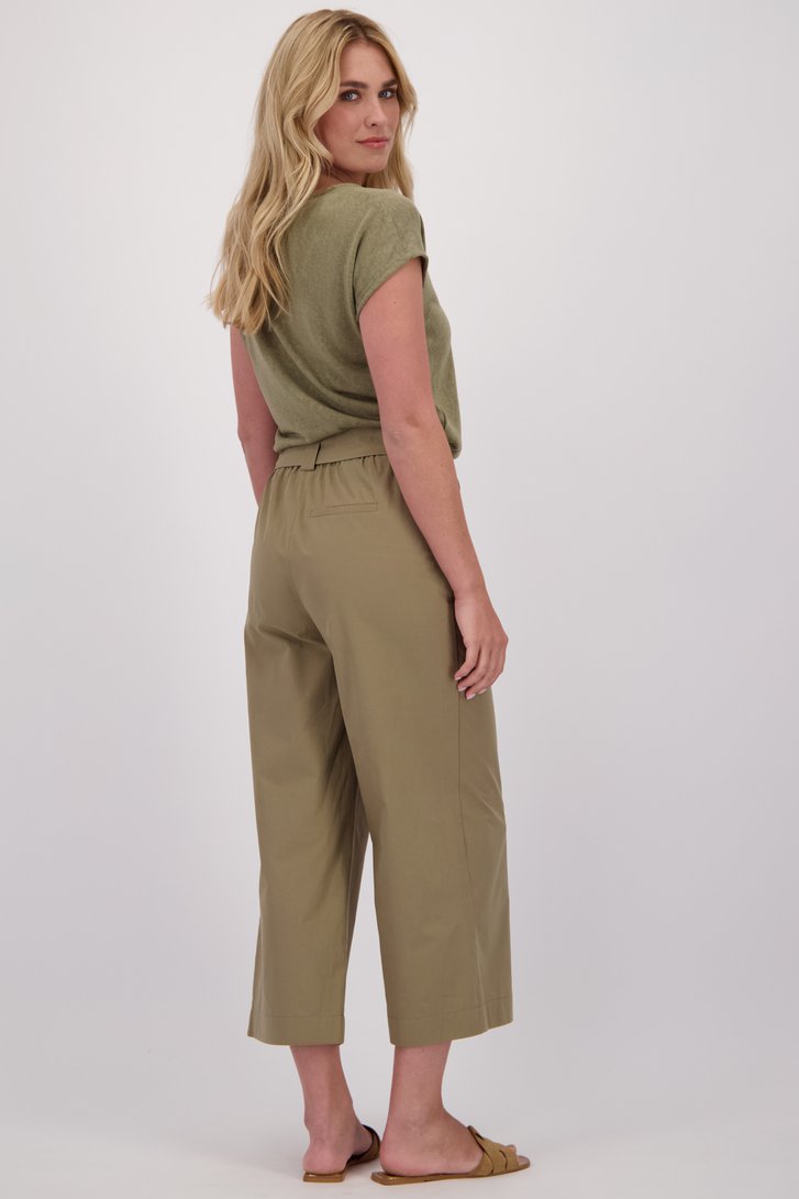 Achterkant van Kaki broek met elastische taille - 3/4 lengte door Libelle voor Dames