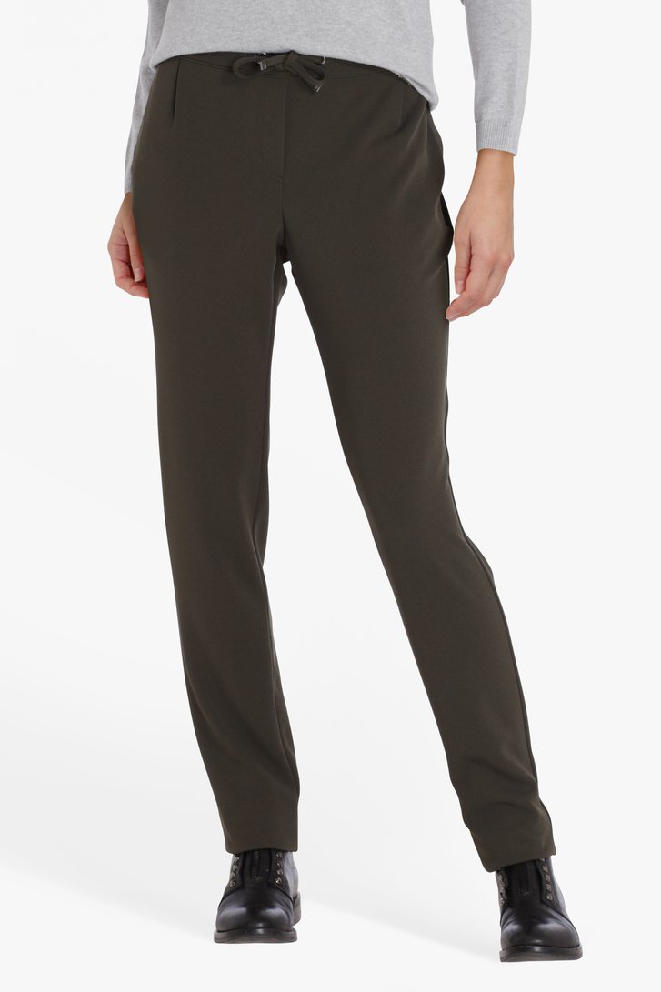 Kaki broek met elastische taille - slim fit van Liberty Island voor Dames