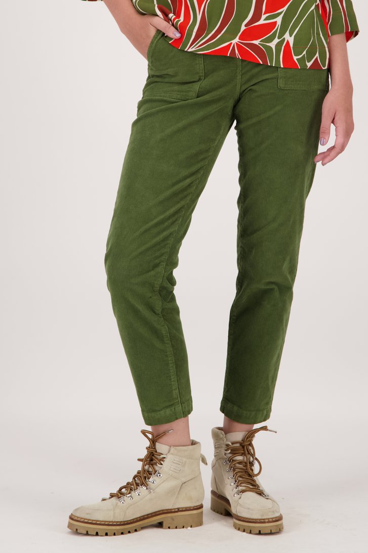 Voorkant van Kaki corduroy broek - mom fit door Libelle voor Dames