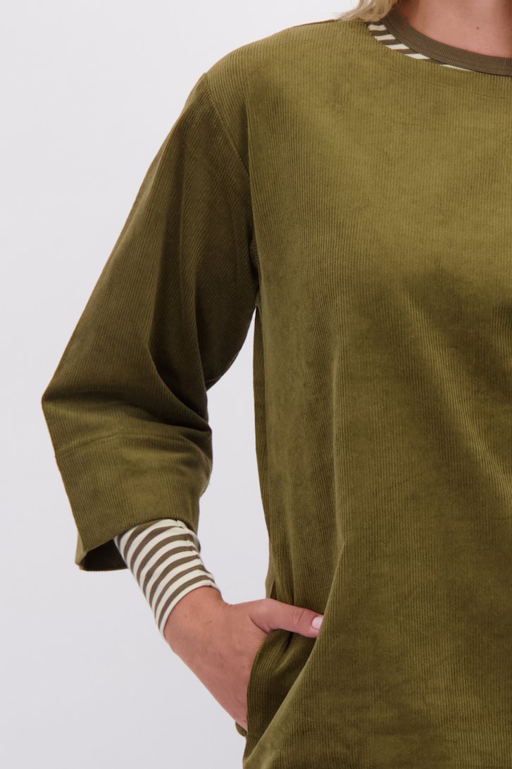 Detail van Kaki corduroy kleedje door Libelle voor Dames