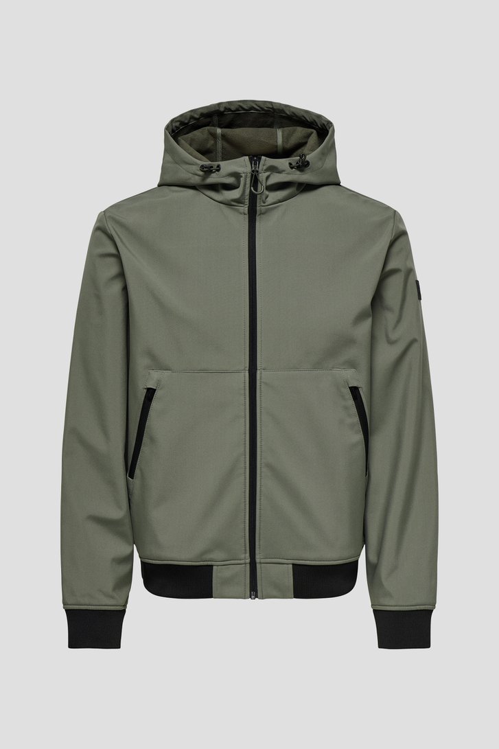 Productfoto 1 van Kaki gevoerde jas met kap door Only & Sons voor Heren