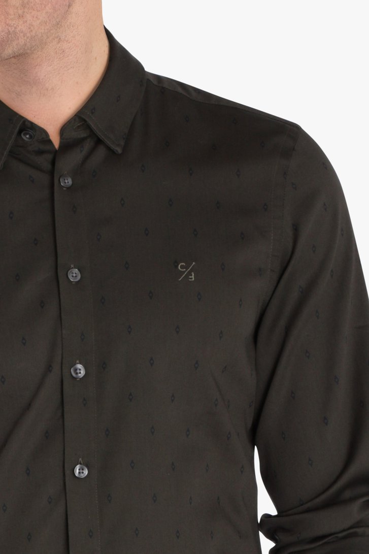 Kaki hemd met print - slim fit van Casual Friday voor Heren