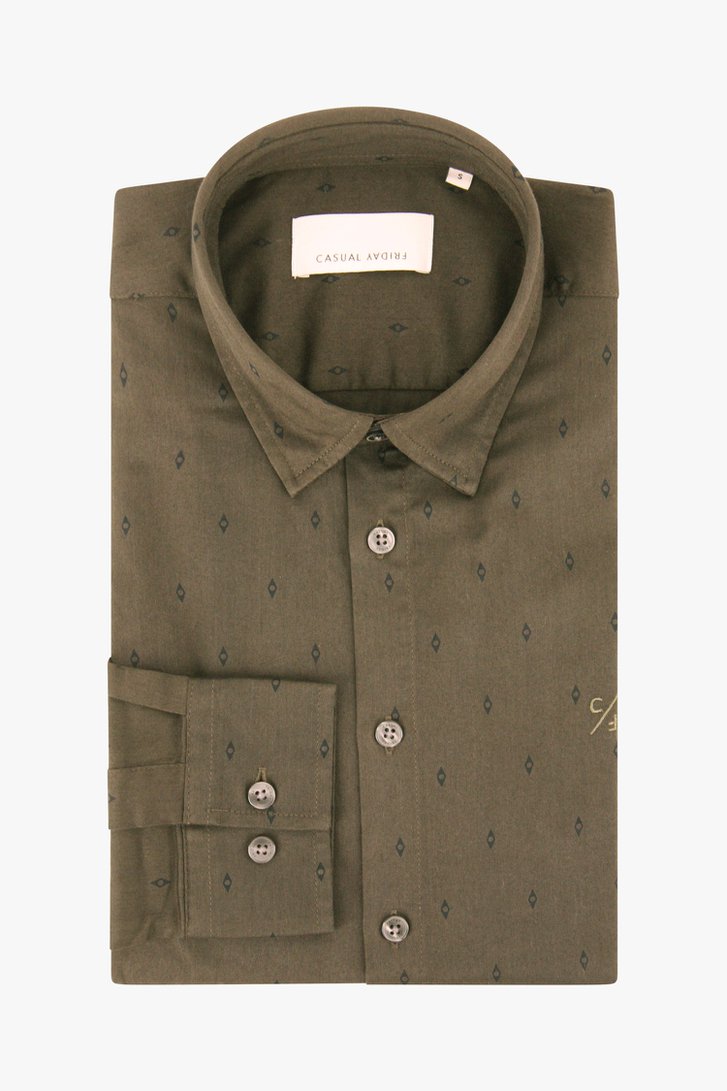Kaki hemd met print - slim fit van Casual Friday voor Heren