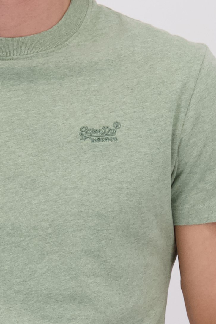 Detail van Kaki katoenen T-shirt door Superdry voor Heren