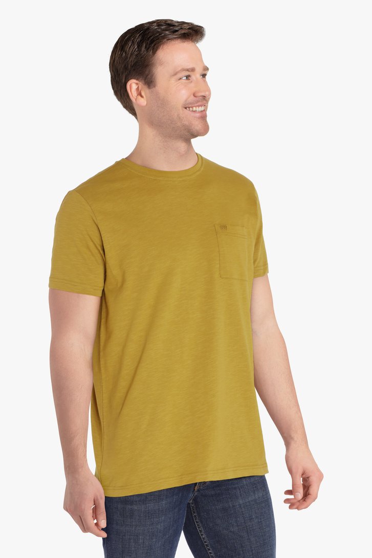 Kaki T-shirt met borstzak