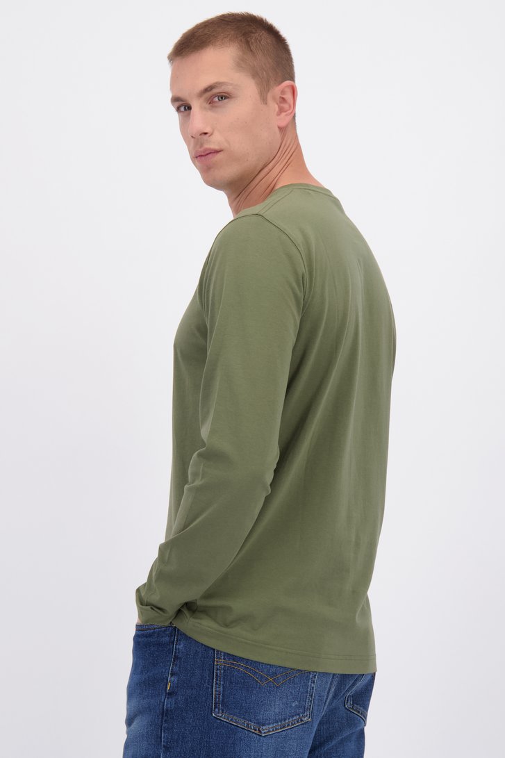 Achterkant van Kaki T-shirt met lange mouwen door Liberty Island voor Heren
