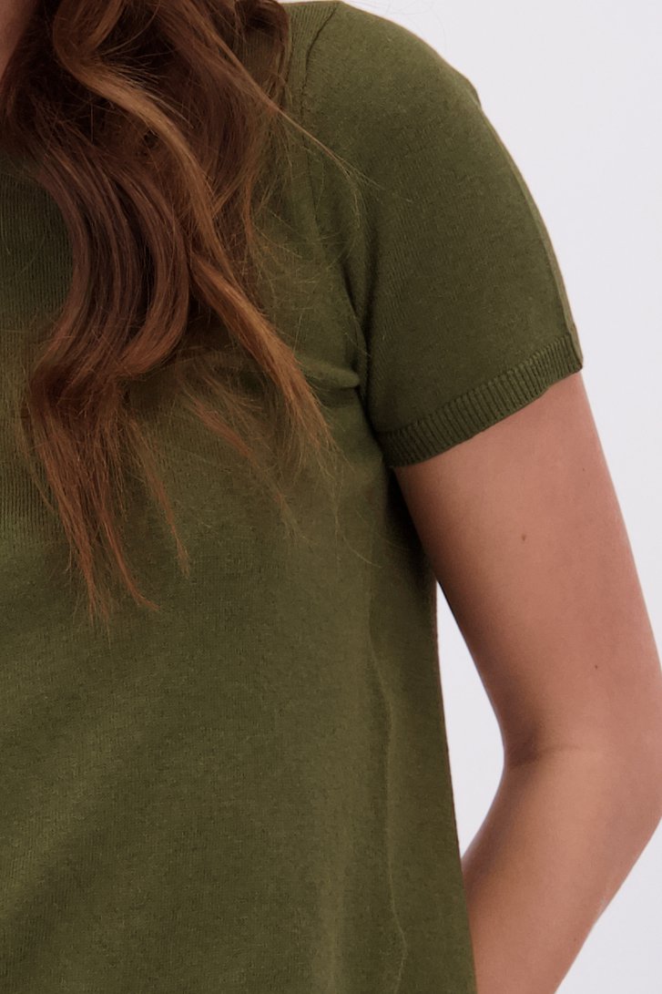 Detail van Kaki trui met korte mouwen door JDY voor Dames
