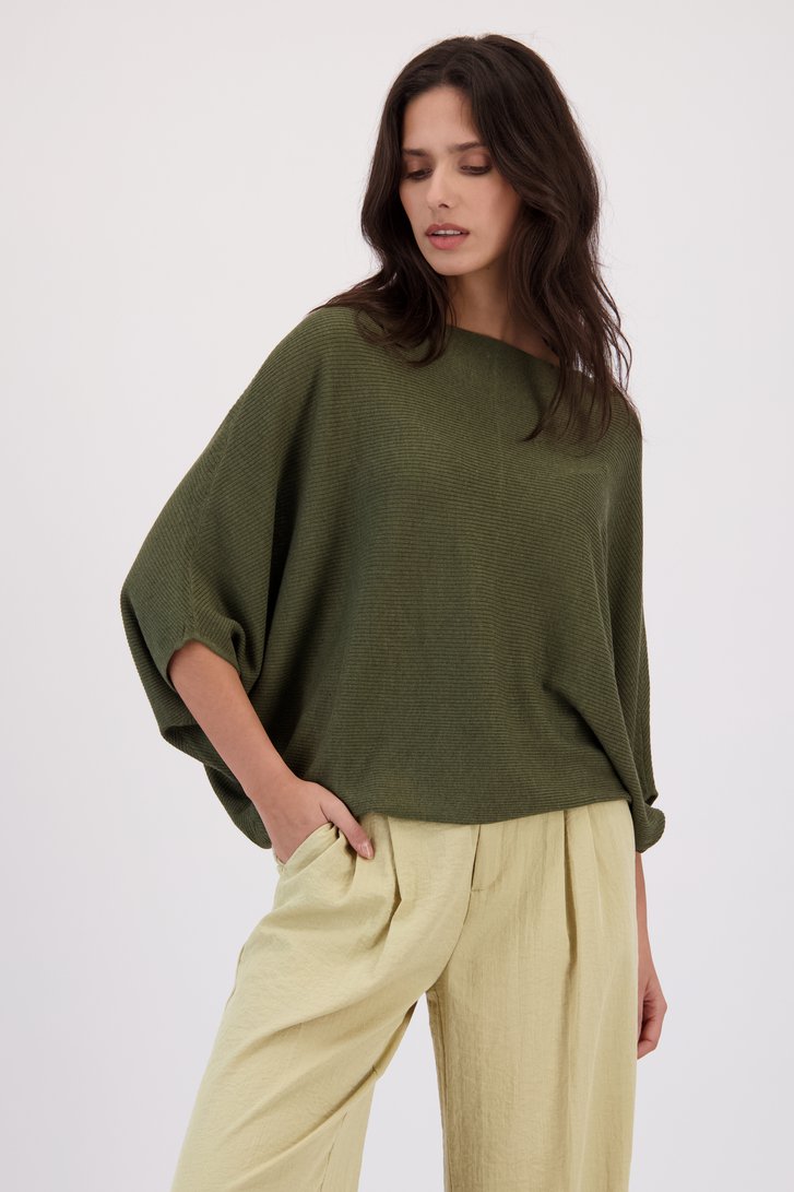 Voorkant van Kaki trui met vleermuismouwen door JDY voor Dames