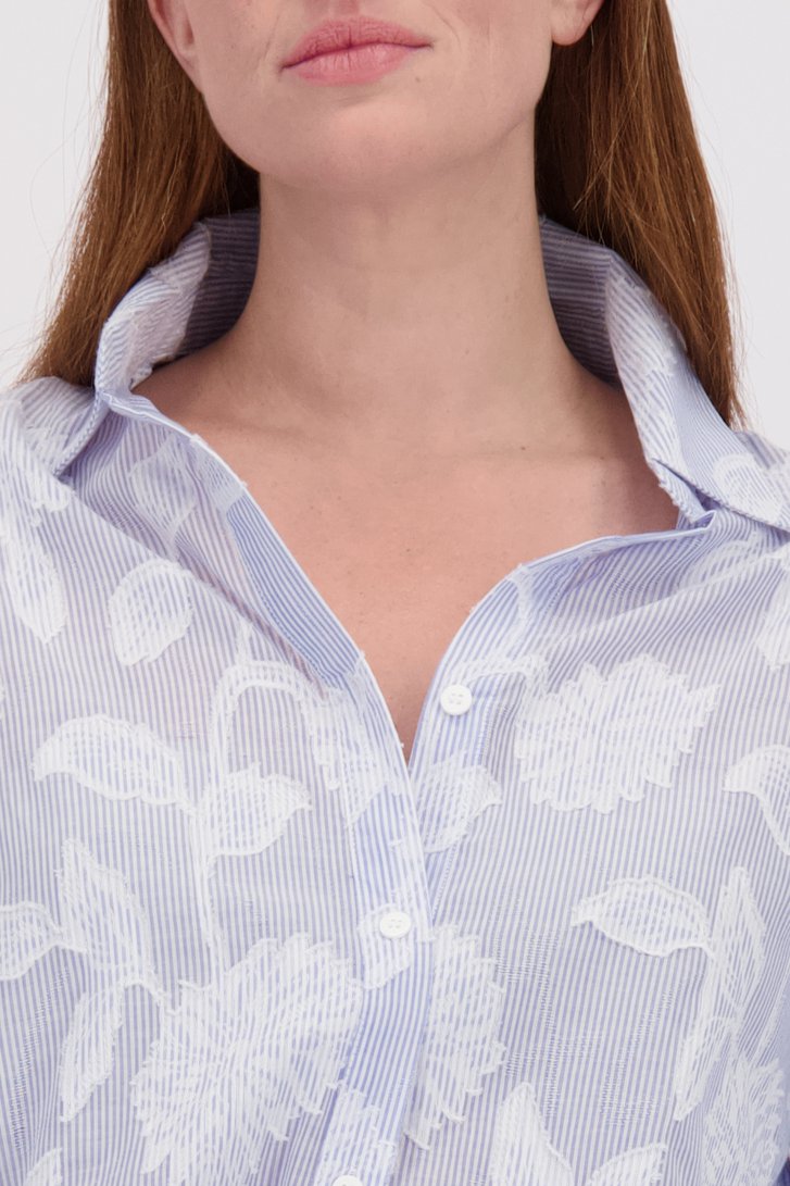 Detail van Katoenen gestreepte blouse met bladermotief door Yest Curve voor Dames