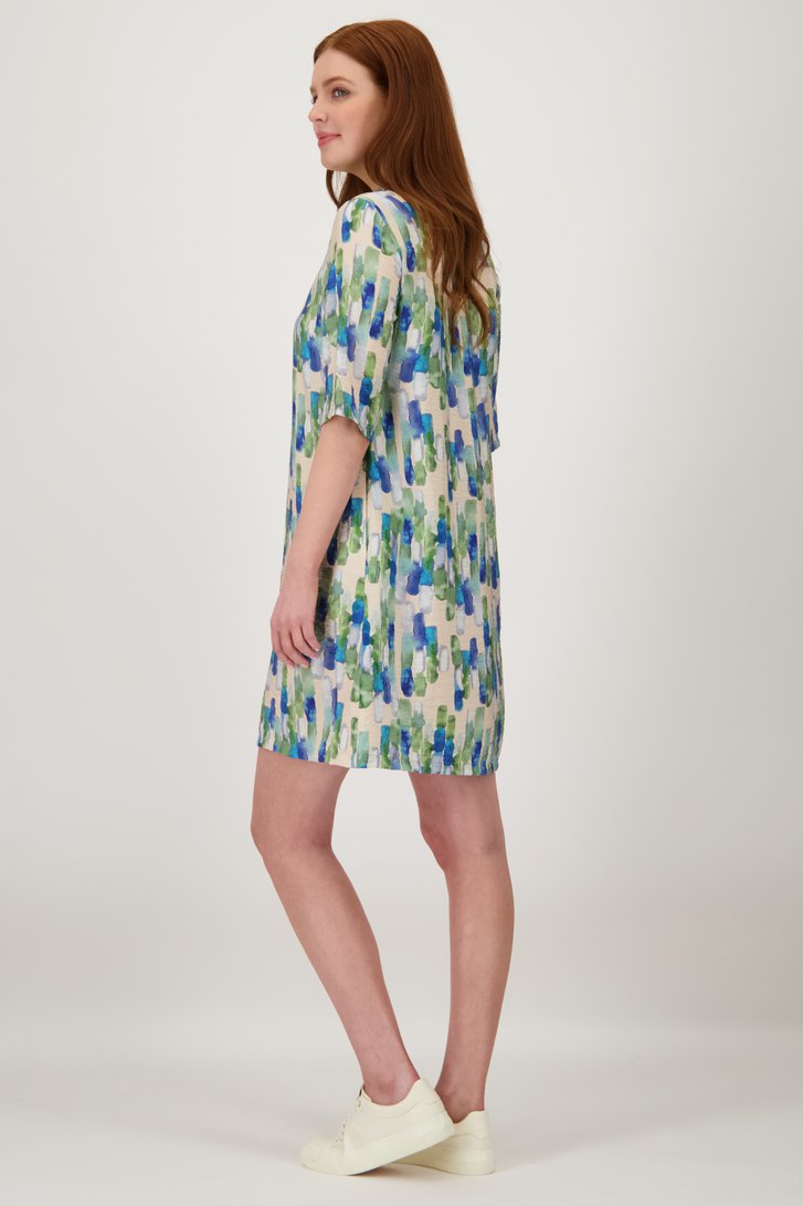 Kleedje met blauw-groene aquarelprint  van Liberty Loving nature voor Dames