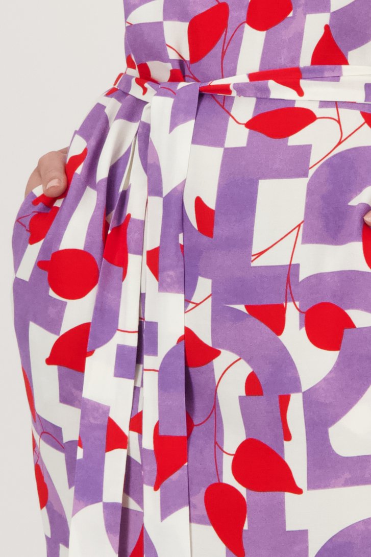 Kleedje met rood-paarse print van D'Auvry voor Dames