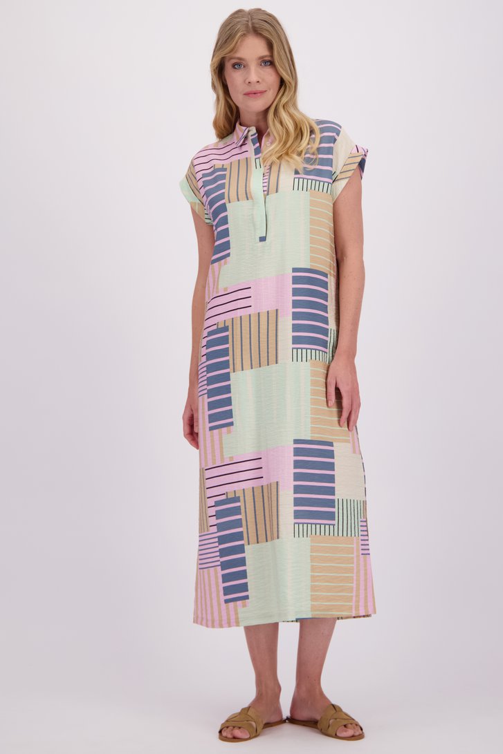 Voorkant van Kleedje met roze en groene print door Libelle voor Dames