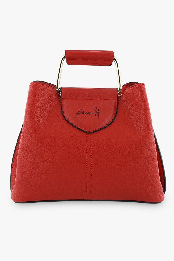 Kleine rode handtas met drie vakken