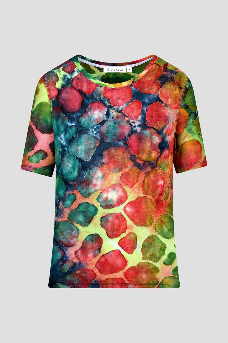 Kleurrijk T-shirt met opliggend motief van Bicalla voor Dames