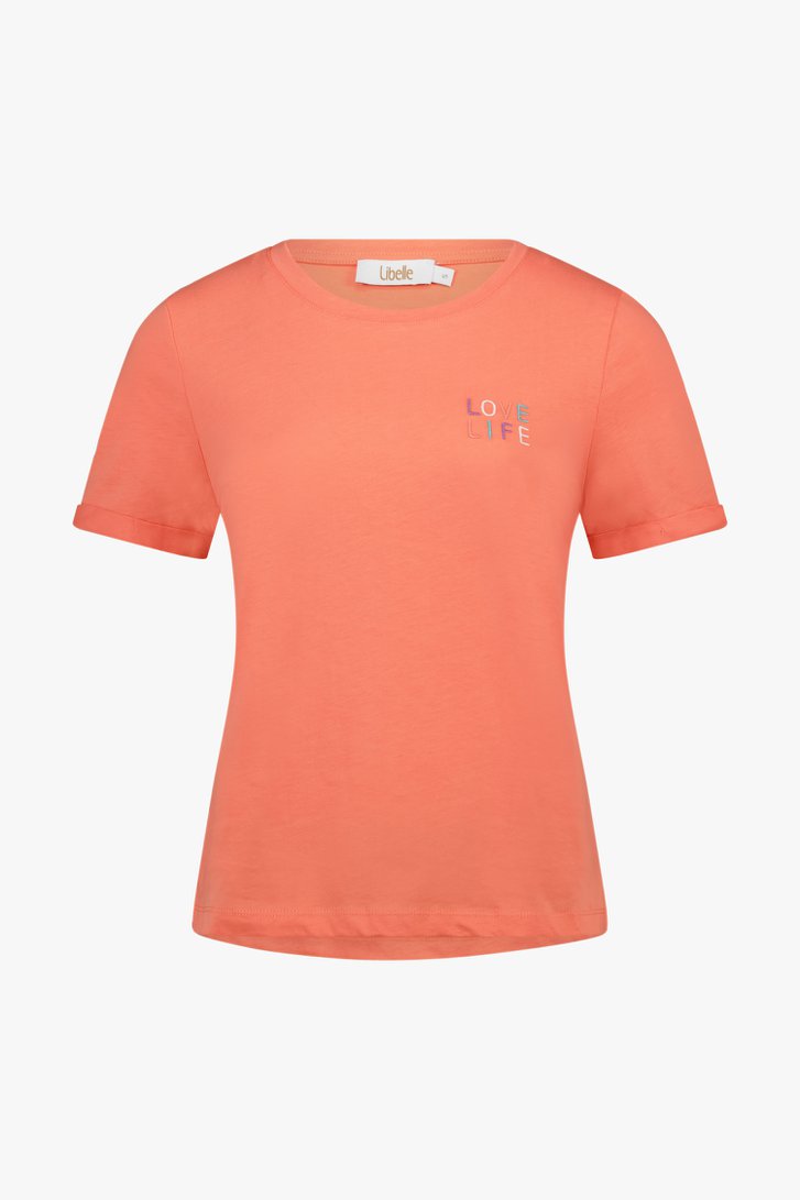 Koraalkleurig T-shirt met korte mouwen van Libelle voor Dames