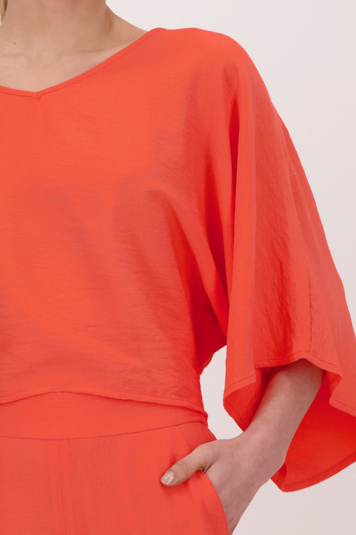 Koraalrode blouse  van AC by Annelien Coorevits voor Dames