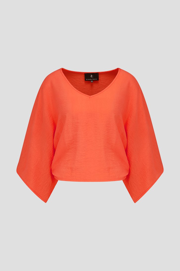 Koraalrode blouse  van AC by Annelien Coorevits voor Dames