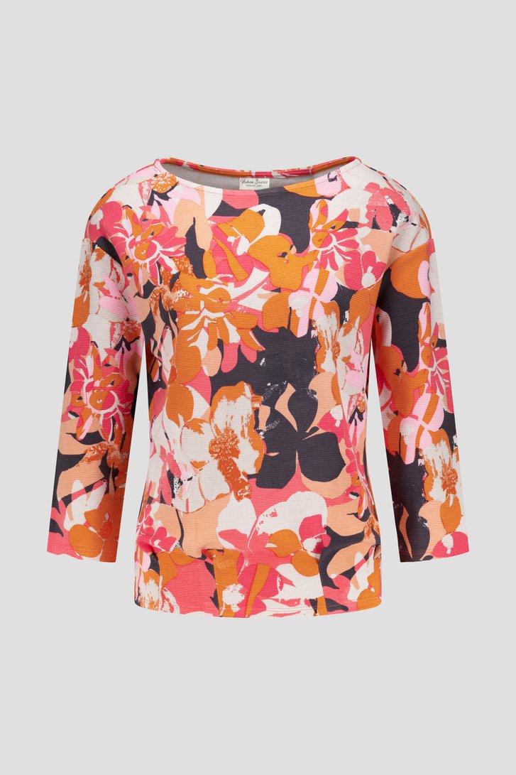 Koraalrood T-shirt met bloemen van Barbara Lebek voor Dames