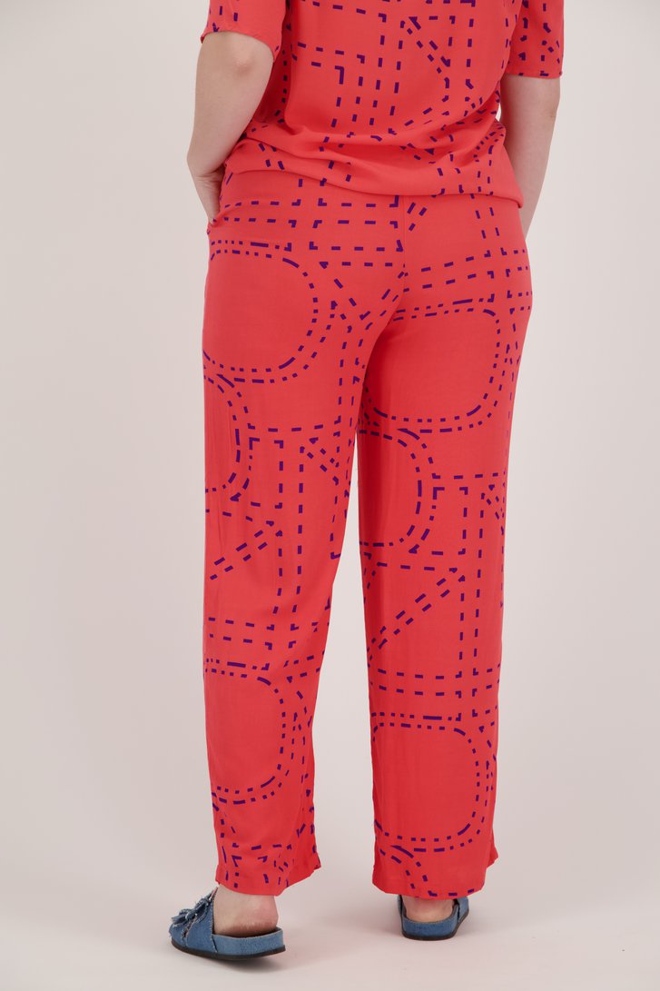 Koraalroze broek met elastische taille van Only Carmakoma voor Dames