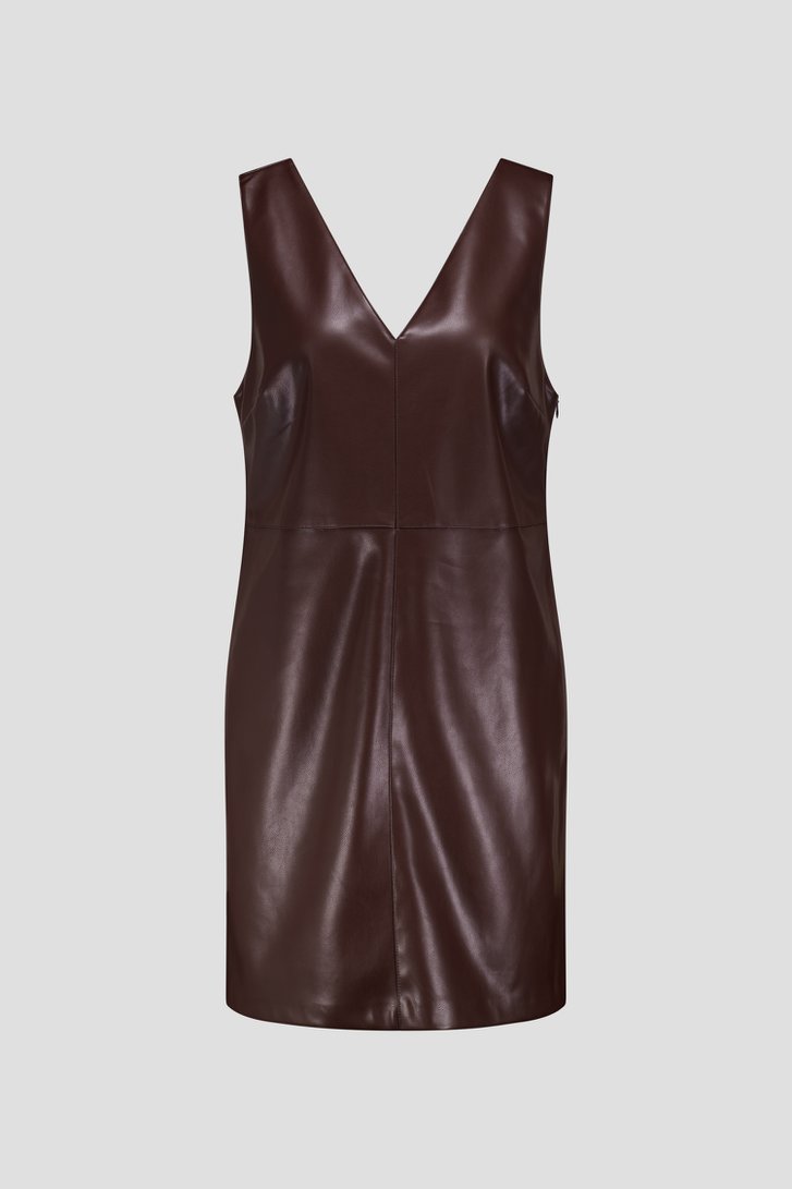 Productfoto 1 van Kort bruin leather look kleedje door Louise voor Dames