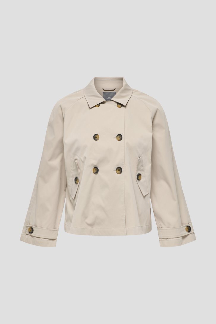 Korte beige trenchcoat van Only Carmakoma voor Dames