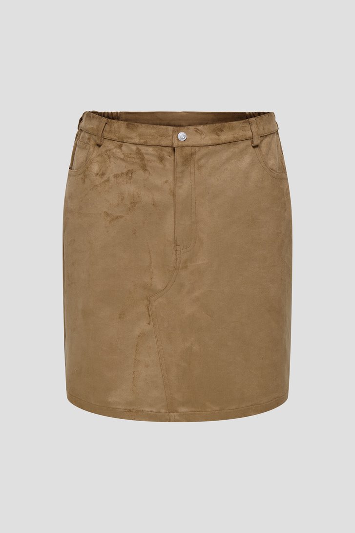 Productfoto 1 van Korte bruine rok met suède look door ONLY Carmakoma voor Dames