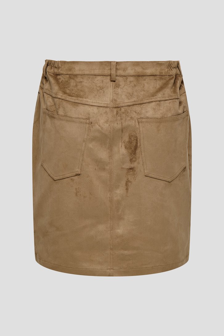 Productfoto 2 van Korte bruine rok met suède look door ONLY Carmakoma voor Dames