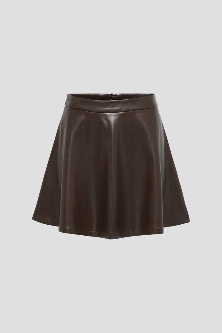 Productfoto 1 van Korte donkerbruine rok met leather look door JDY voor Dames