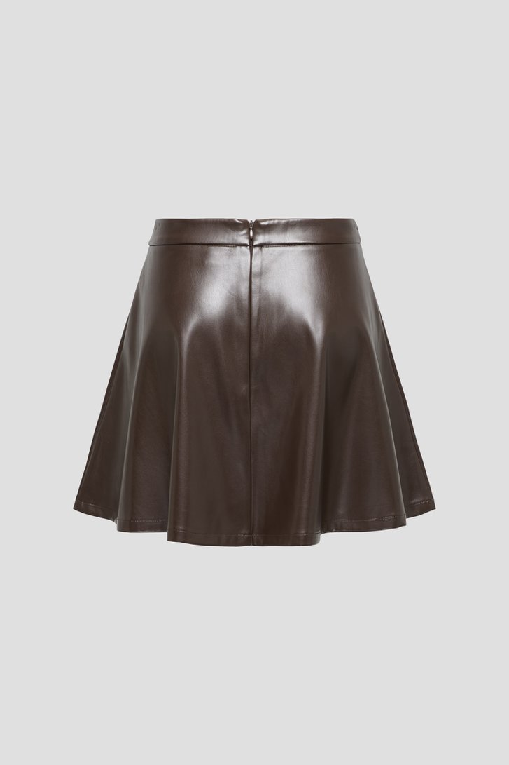 Productfoto 2 van Korte donkerbruine rok met leather look door JDY voor Dames