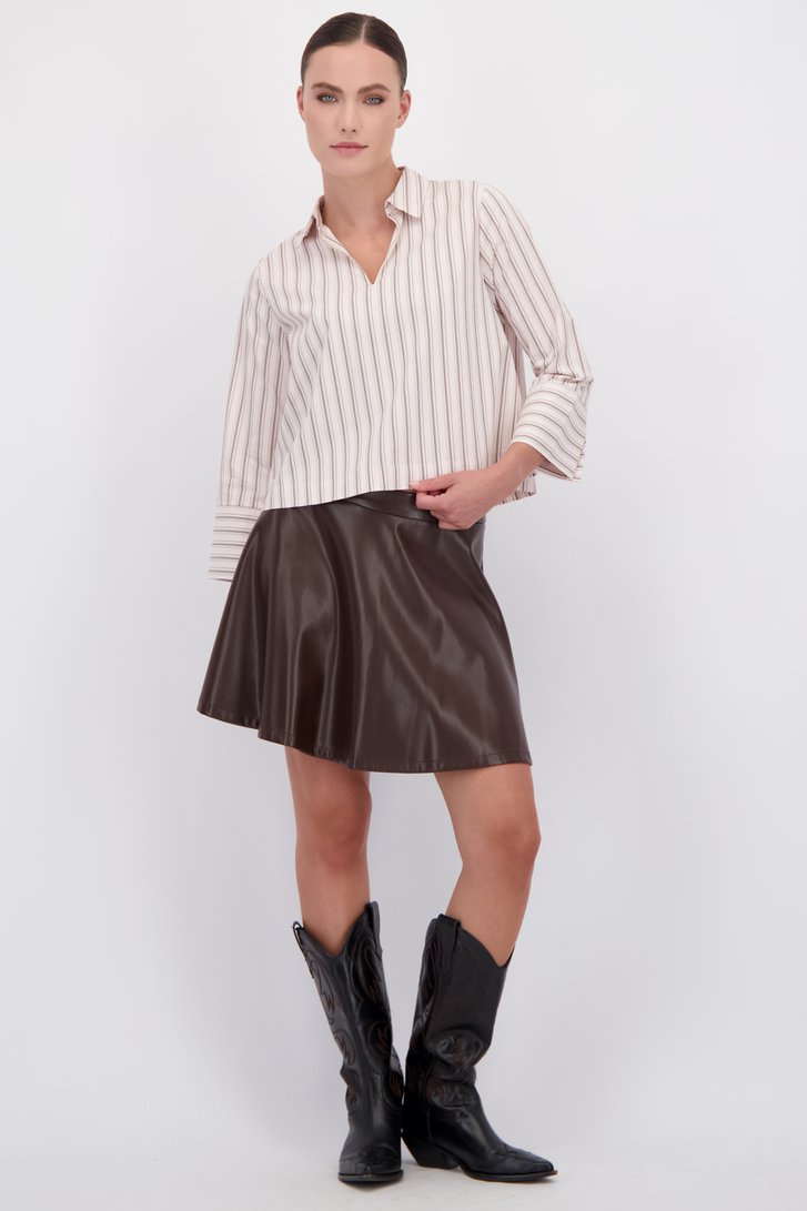 Voorkant van Korte donkerbruine rok met leather look door JDY voor Dames