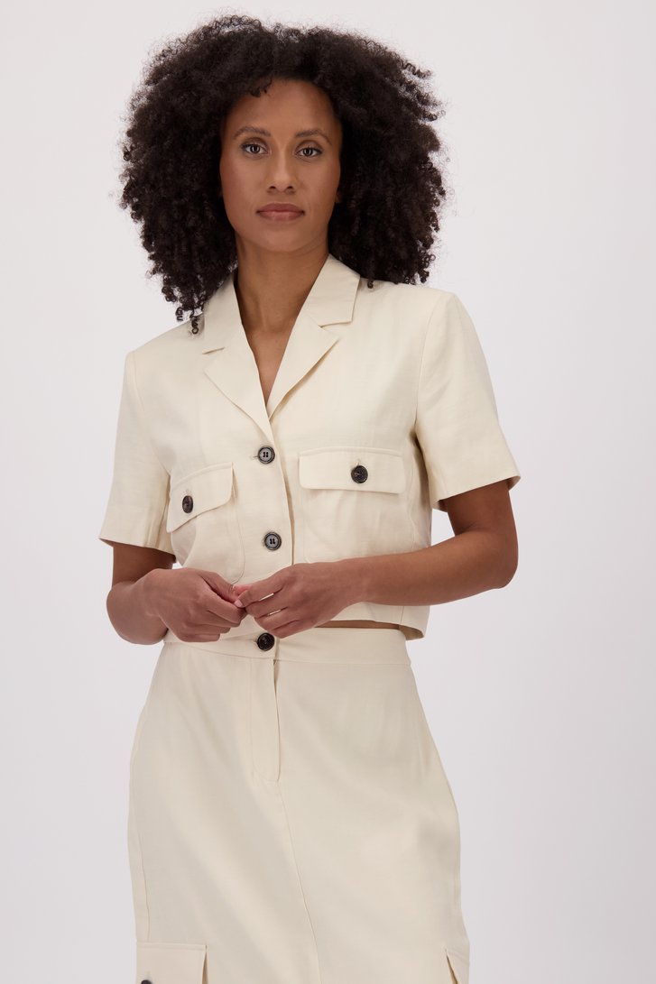 Korte lichtbeige blazer met korte mouwen van JDY voor Dames