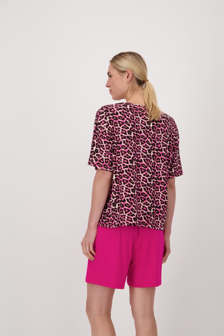 Korte roze pyjamaset met luipaardprint van Liberty Island voor Dames