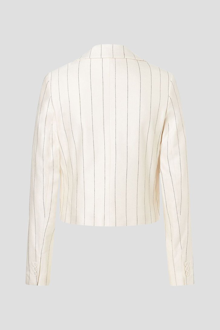 Kortere ecru blazer met zwart gestreept motief van More & More voor Dames