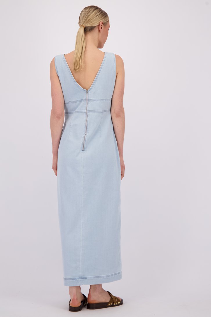 Achterkant van Lang blauw jeanskleedje met split door Liberty Island Denim voor Dames