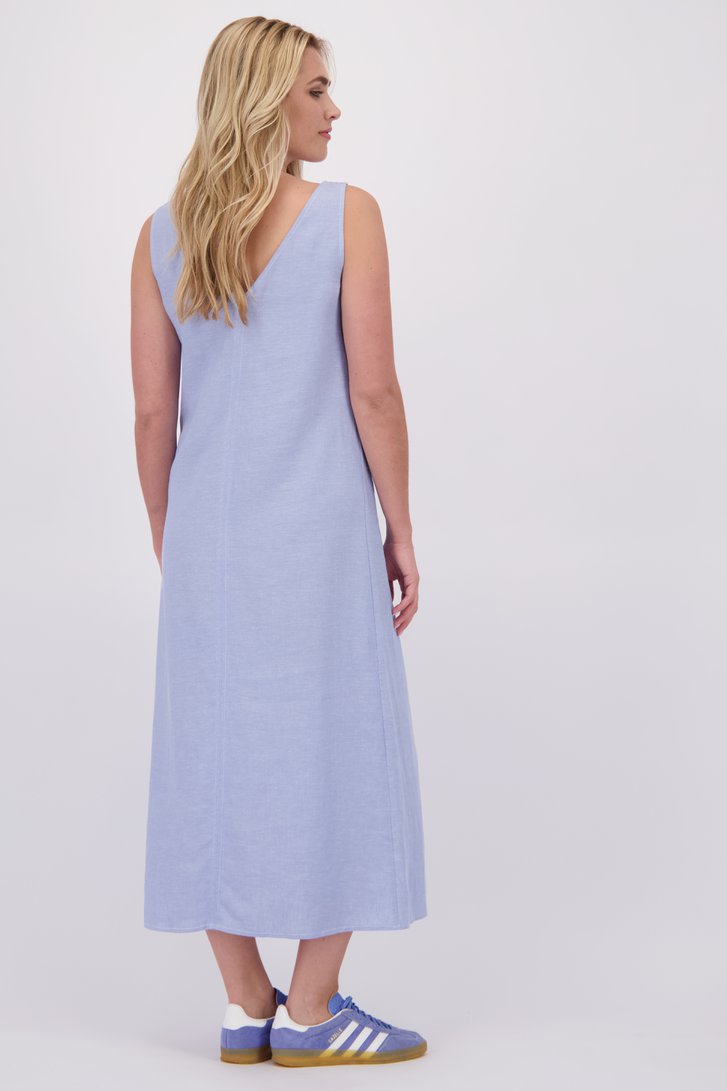 Achterkant van Lang blauw linnen kleedje  door Libelle voor Dames