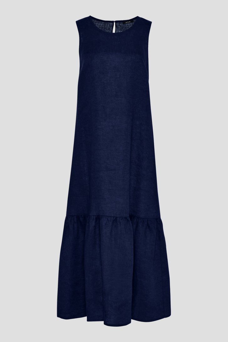 Lang donkerblauw kleedje in linnen van Opus voor Dames