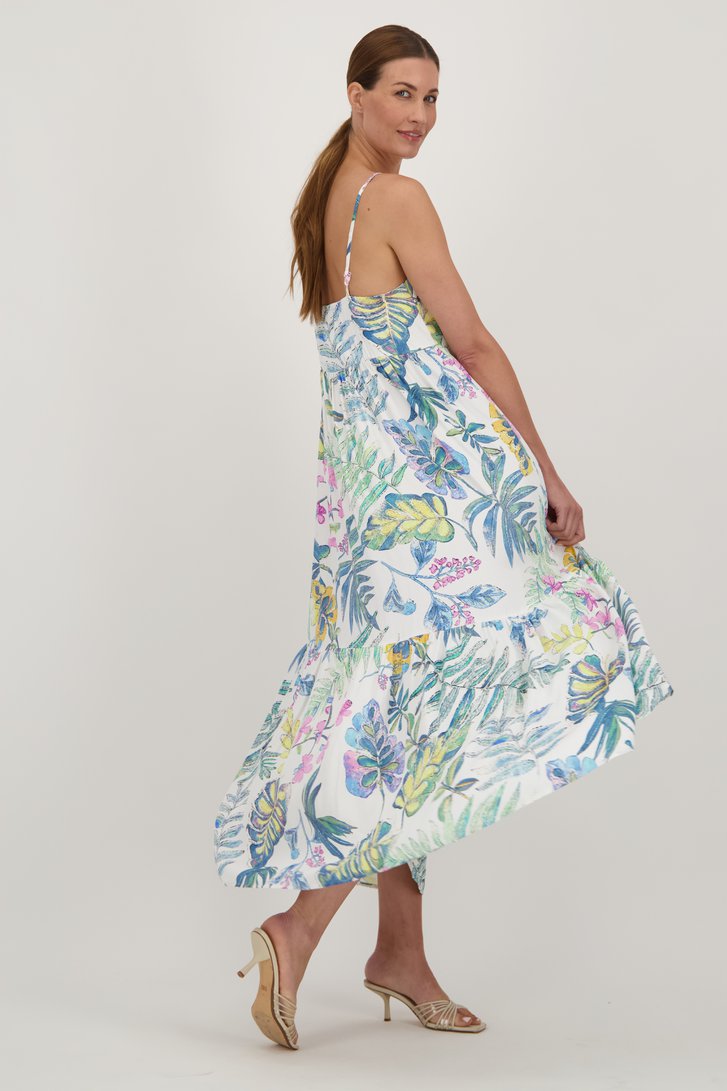 Lang ecru kleedje met botanische print van More & More voor Dames