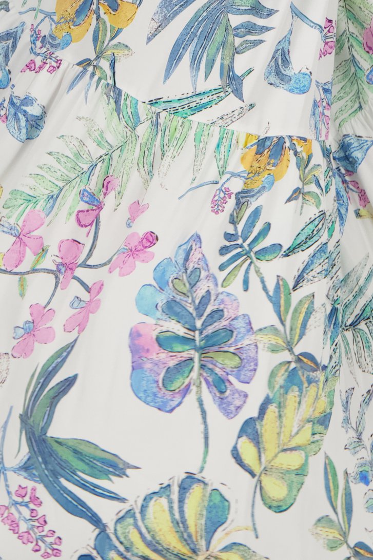 Lang ecru kleedje met botanische print van More & More voor Dames