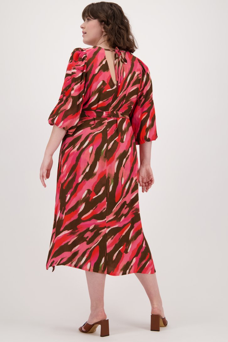 Lang kleed met bruin-roze print van Fransa voor Dames