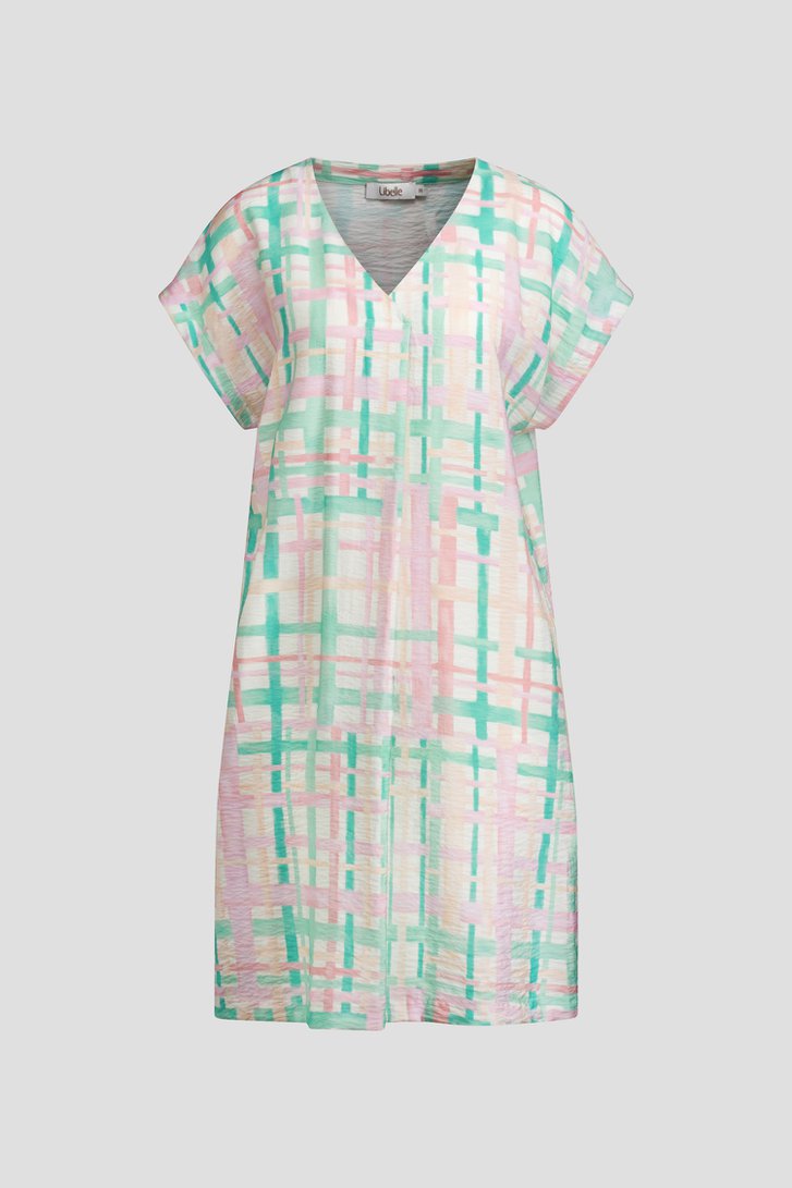 Productfoto 1 van Lang kleed met ruitjesmotief in pastelkleuren  door Libelle voor Dames