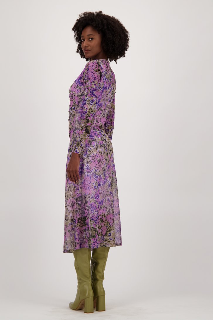 Lang kleedje in mesh met tie-dye patroon van Louise voor Dames