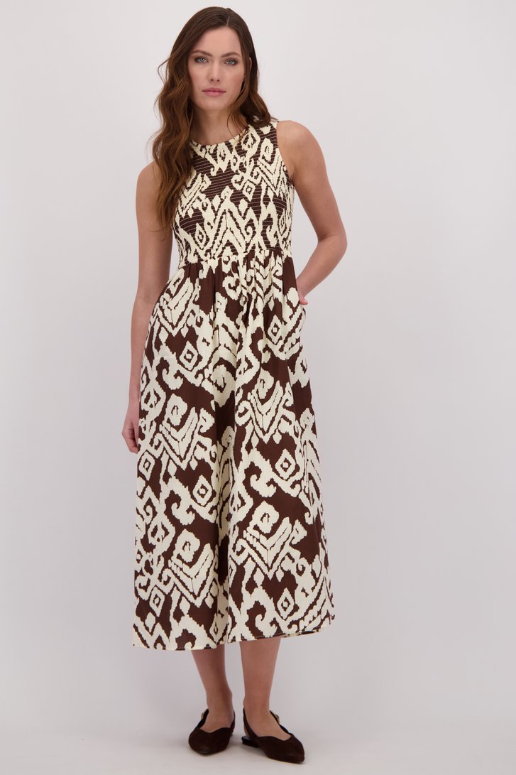 Voorkant van Lang kleedje met beige-bruine print door JDY voor Dames