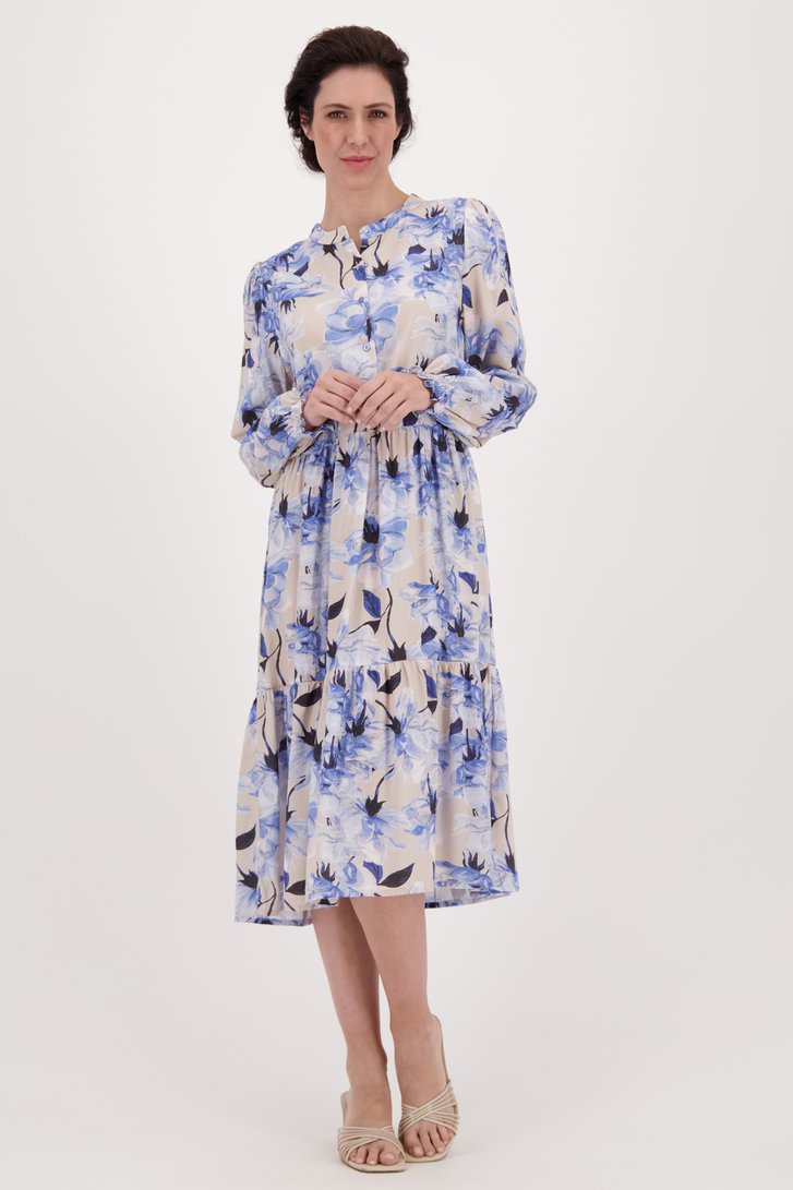 Lang kleedje met blauwe bloemenprint van Signature voor Dames